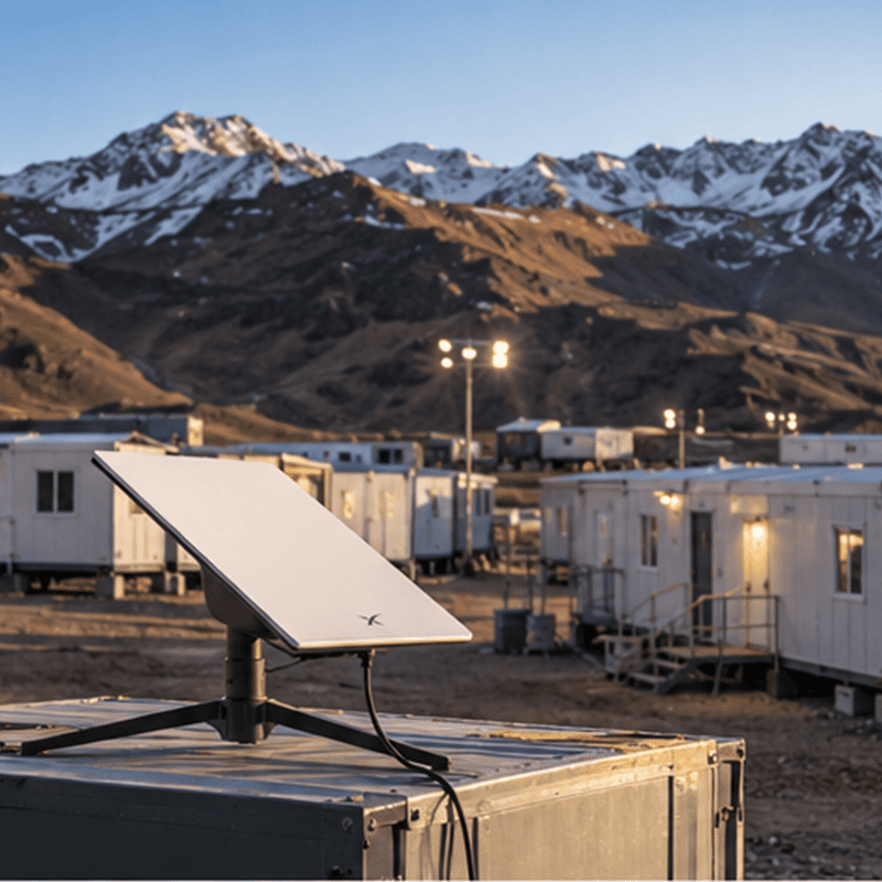 Conectividad satelital para campamentos